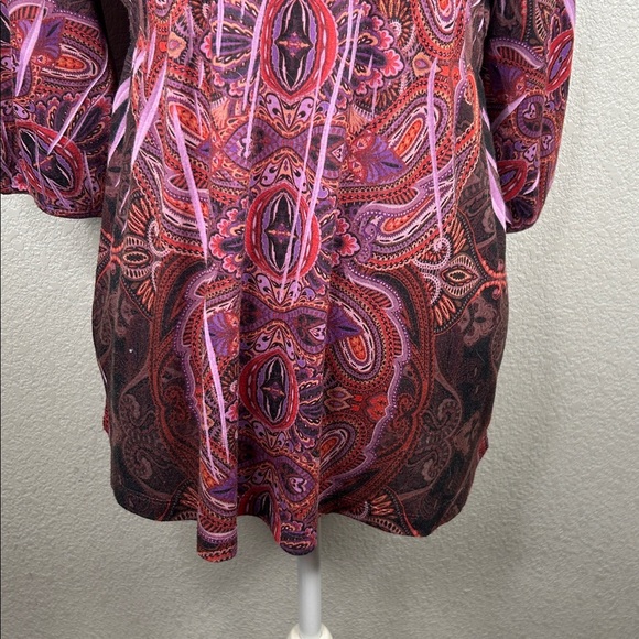 Apt. 9 Purple Y2K 90's Paisley Beaded Boho V-neck 3/4 Sleeve Top Size Medium - Picture 3 of 7